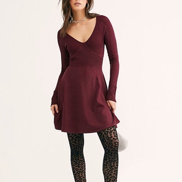 🚫SOLD🚫Free People Wildest Dreams Mini Knit Sparkle Dress in Plum NWOT - Picture 2 of 10